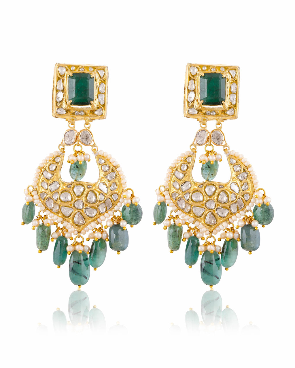 Tanvi Necklace And Eesha Chandbalis Polki Set