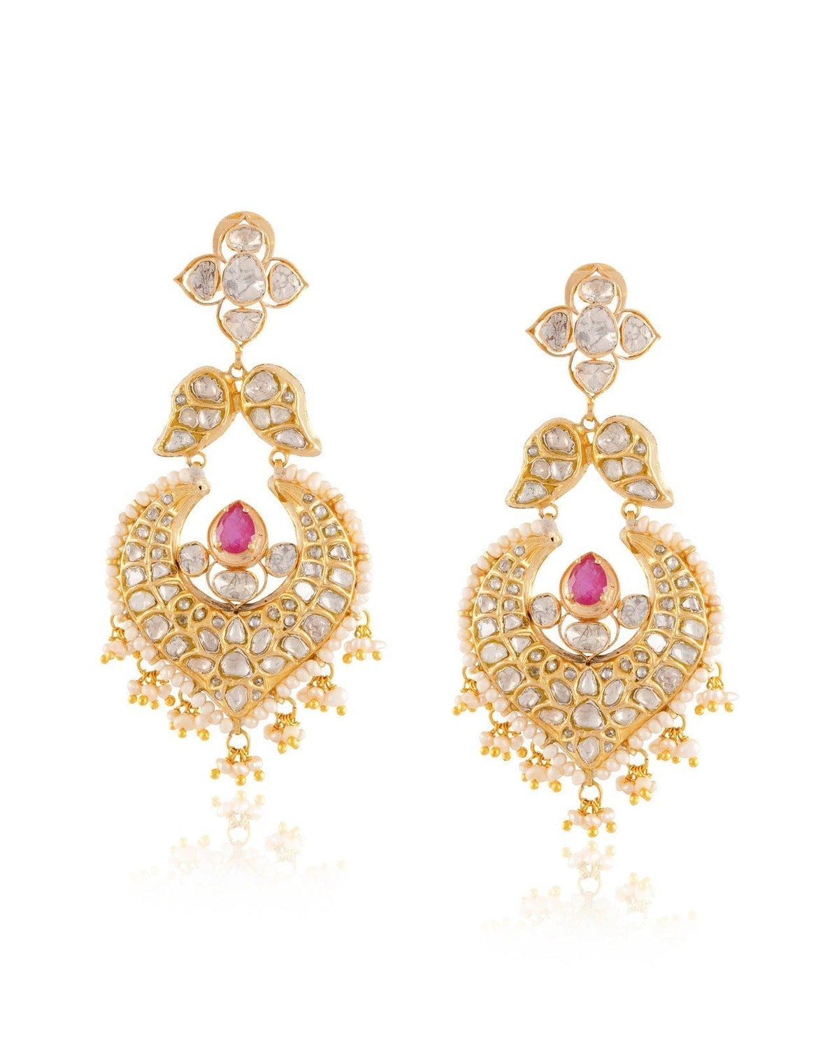 Priya Long Necklace And Vayuna Chandbalis Polki Set