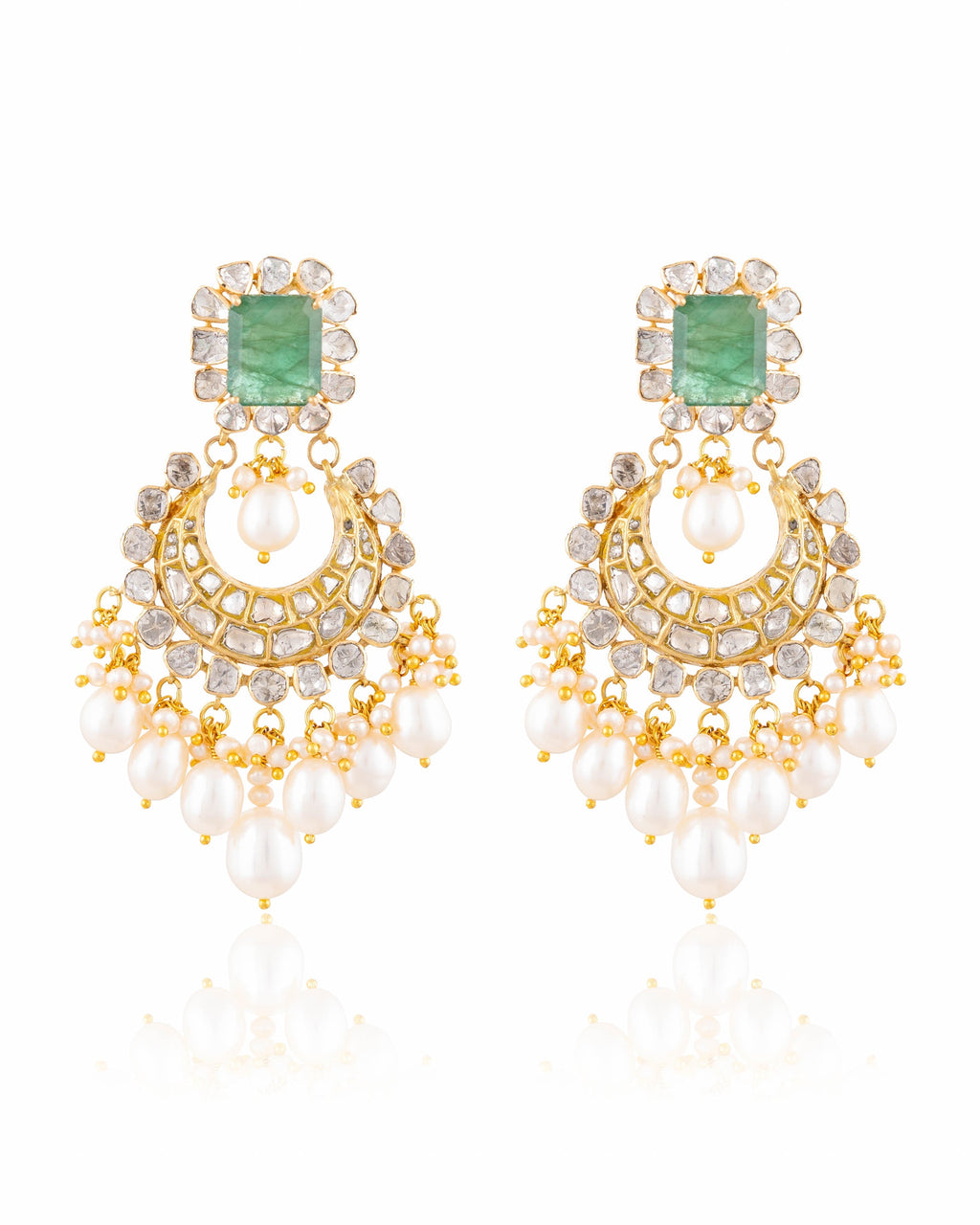 Mitra Necklace And Maitri Chandbalis Polki Set