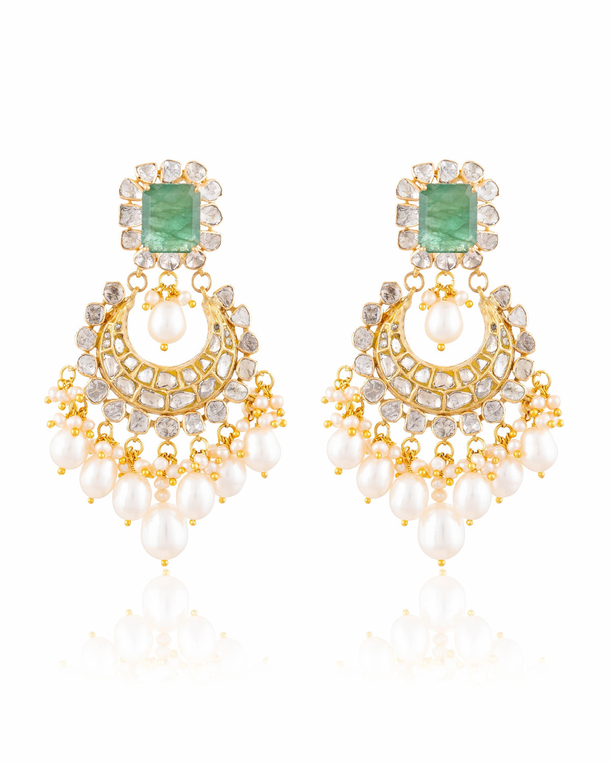 Mitra Necklace And Maitri Chandbalis Polki Set