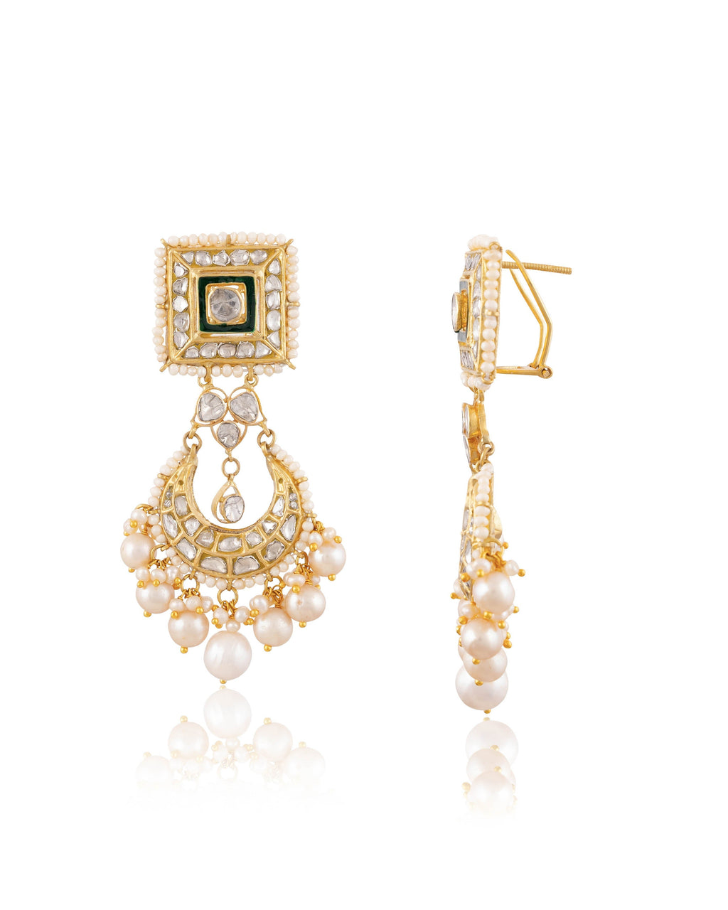 Samara Necklace And Parisha Chandbalis Polki Set