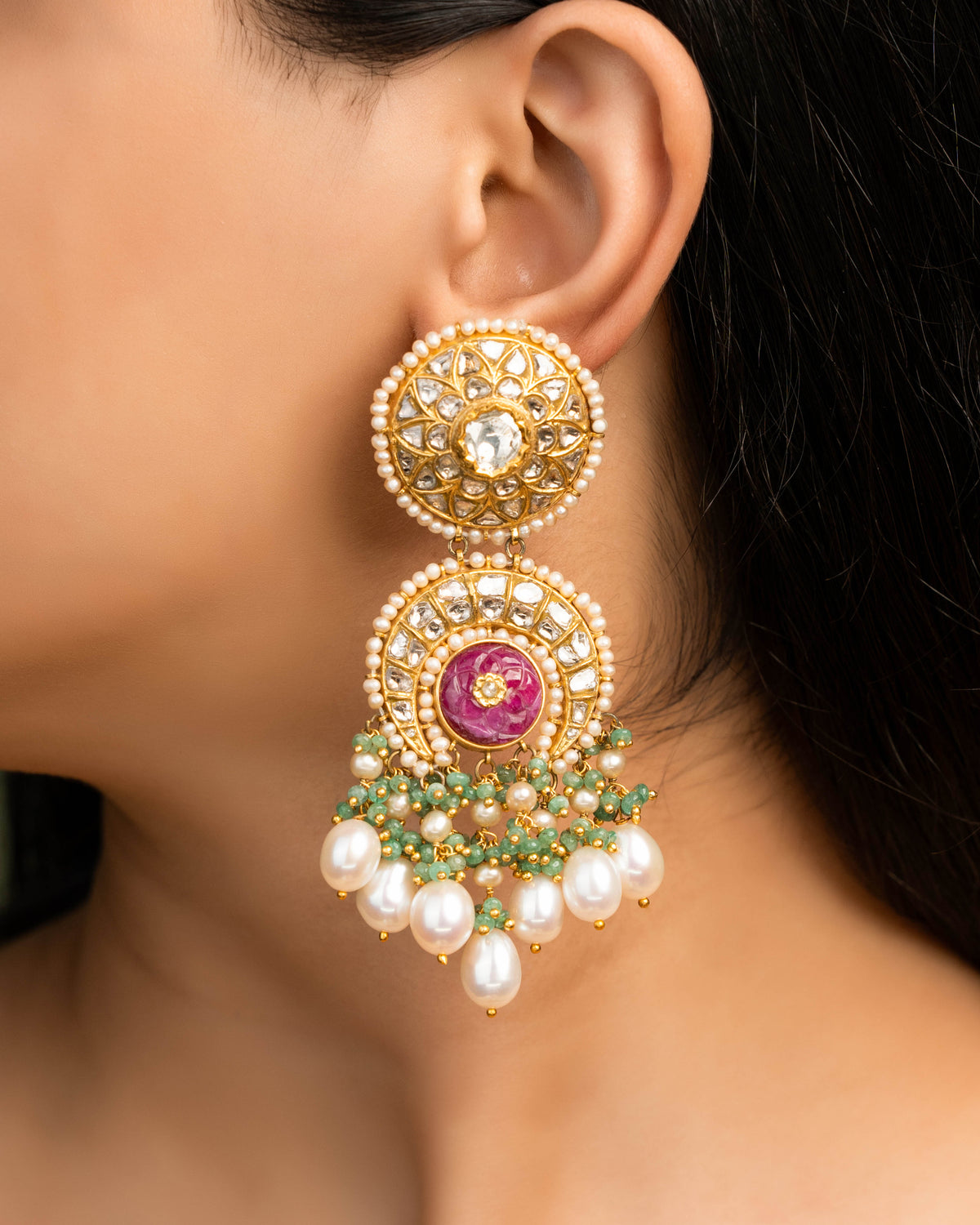 Abia Polki Long Earrings