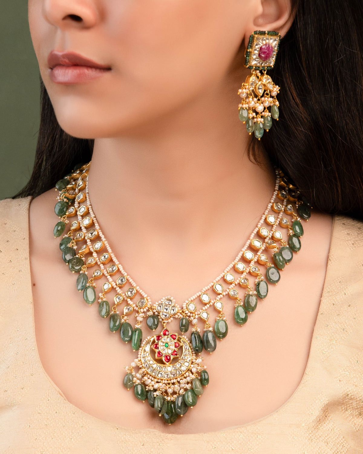 Kaisha Polki Long Earrings