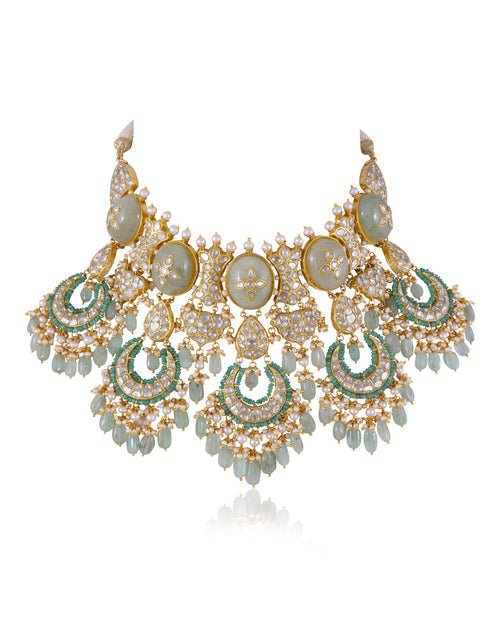 Geeta Necklace And Neera Tops Polki Set