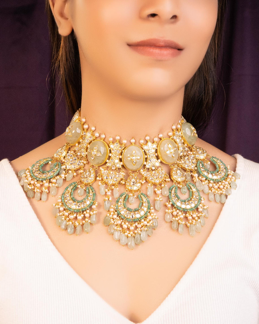 Geeta Necklace And Neera Tops Polki Set