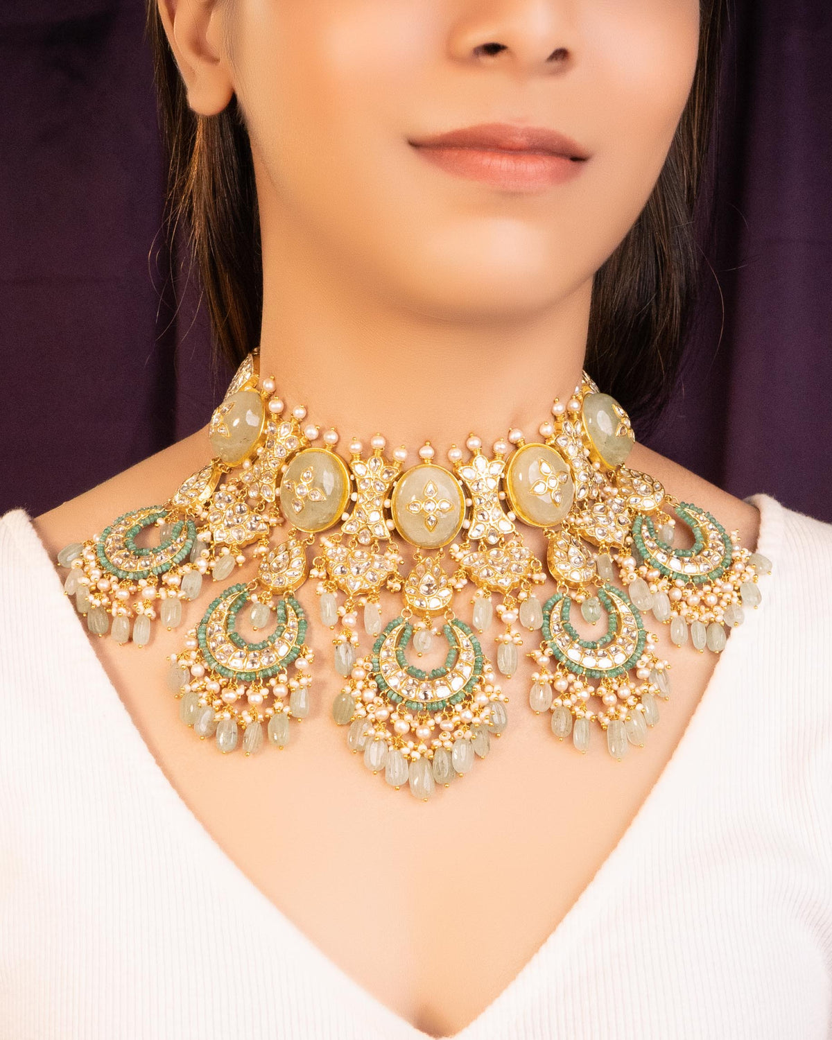 Geeta Necklace And Neera Tops Polki Set