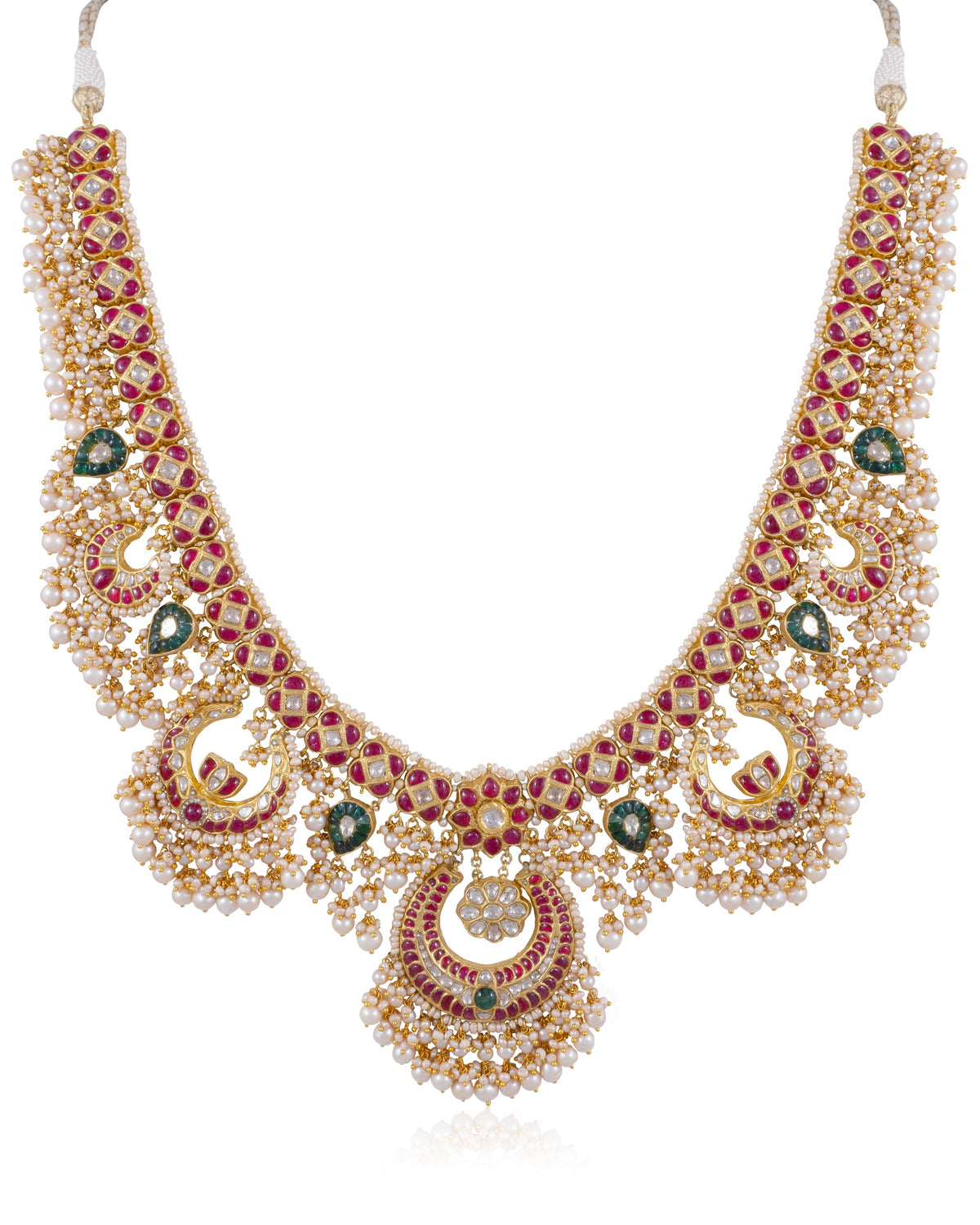 Yashika Long Necklace And Roohi Chandbalis Polki Set