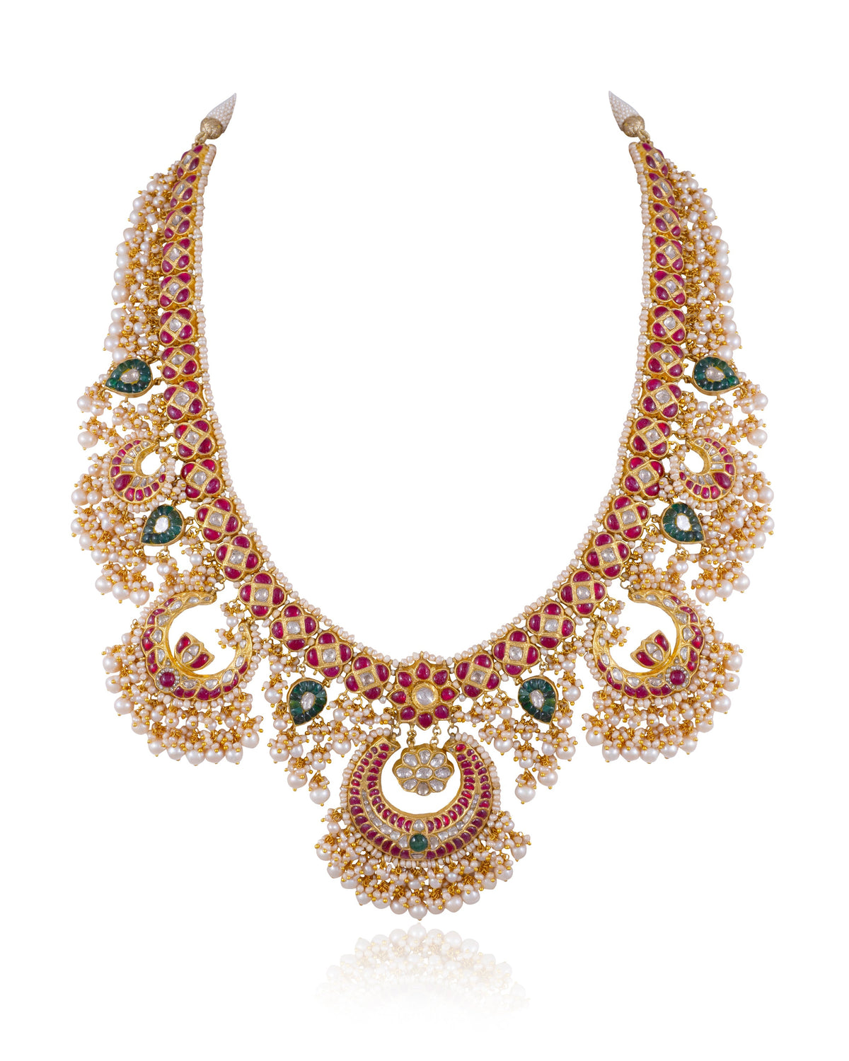Yashika Long Necklace And Roohi Chandbalis Polki Set