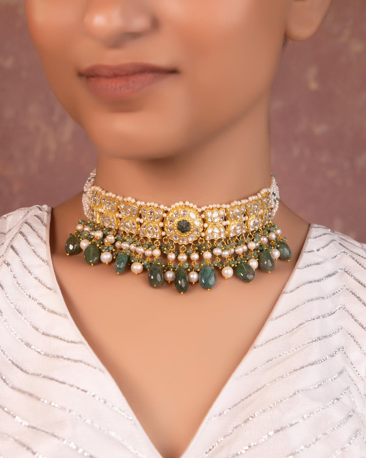 Ashia Choker and Aksha Tops Polki Set