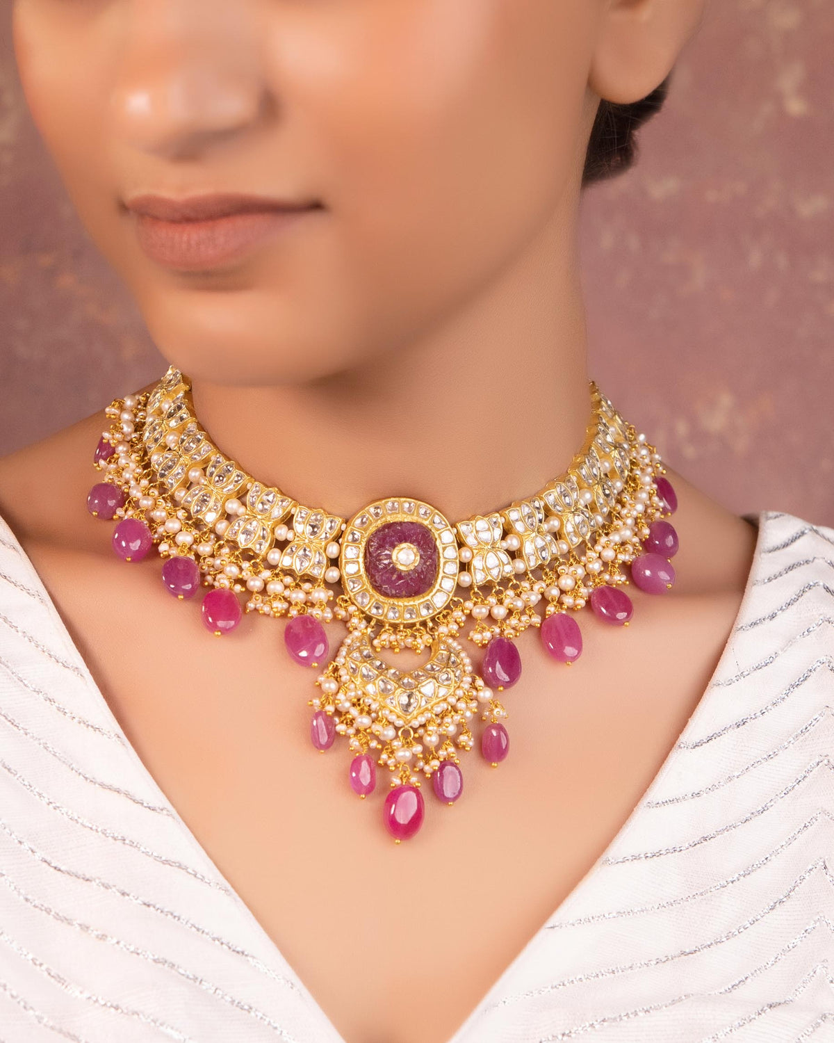 Shehnaz Necklace And Sonam Chandbalis Polki Set