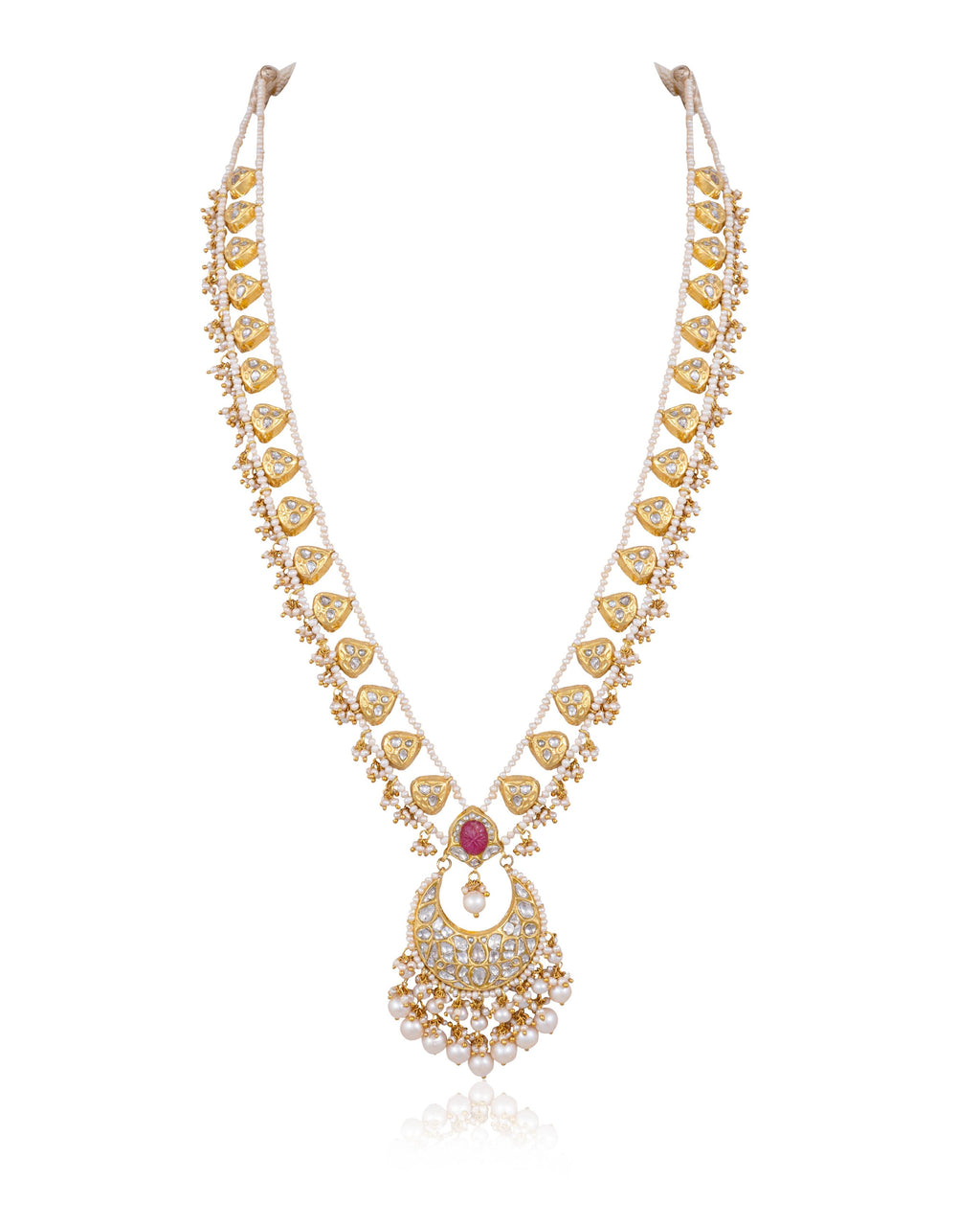 Rasika Long Necklace And Carol Tops Polki Set