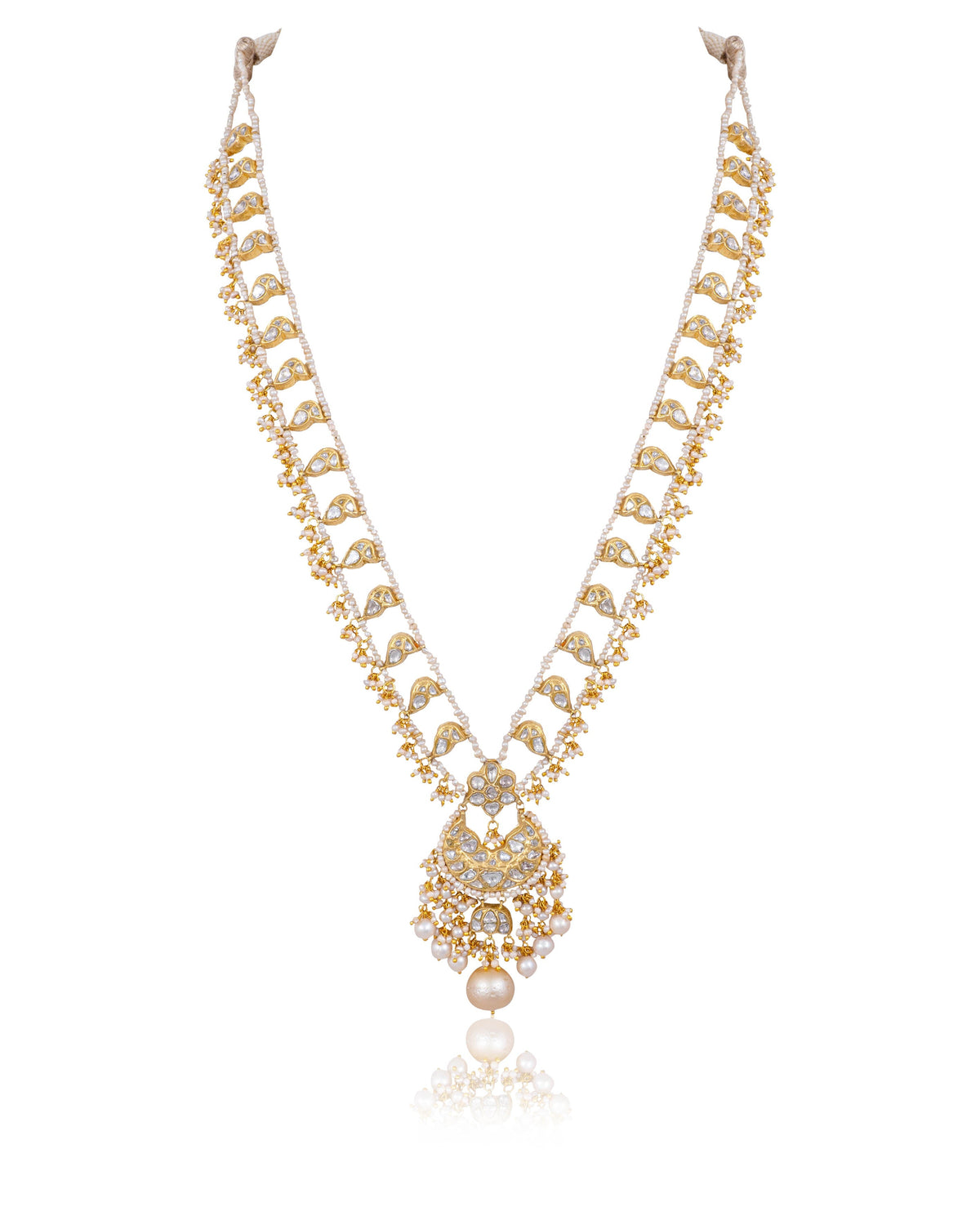 Bhavika Long Necklace And Nasya Tops Polki Set