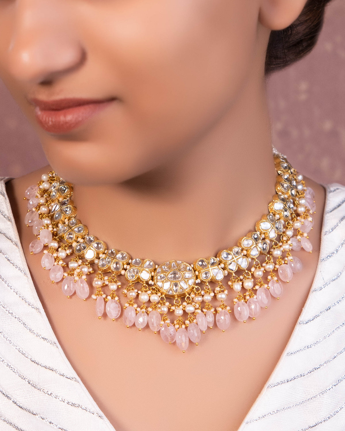 Sushma Necklace And Prakshitha Tops Polki Set