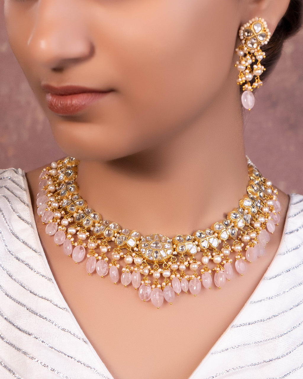 Sushma Necklace And Prakshitha Tops Polki Set