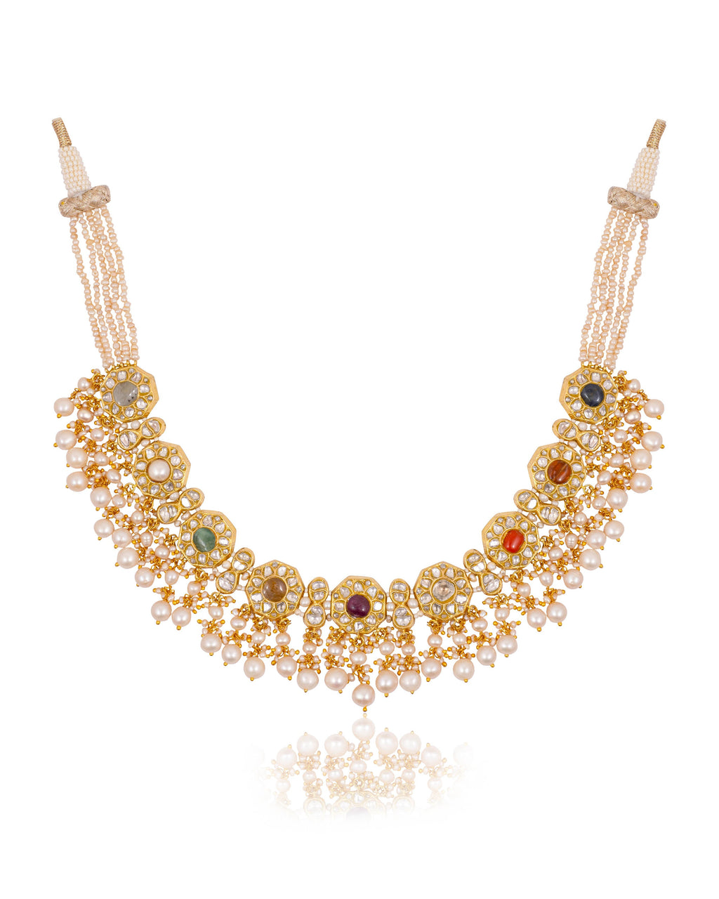 Nusrat Necklace And Earlina Tops Polki Set