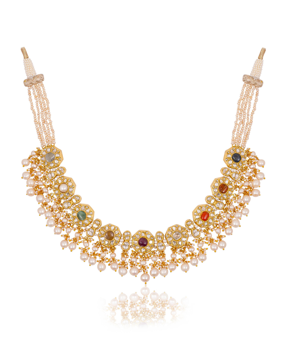 Nusrat Necklace And Earlina Tops Polki Set