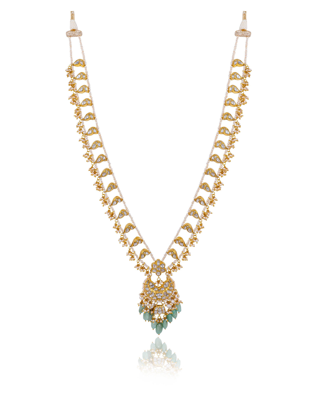 Vishruti Long Necklace And Krunali Tops Polki Set