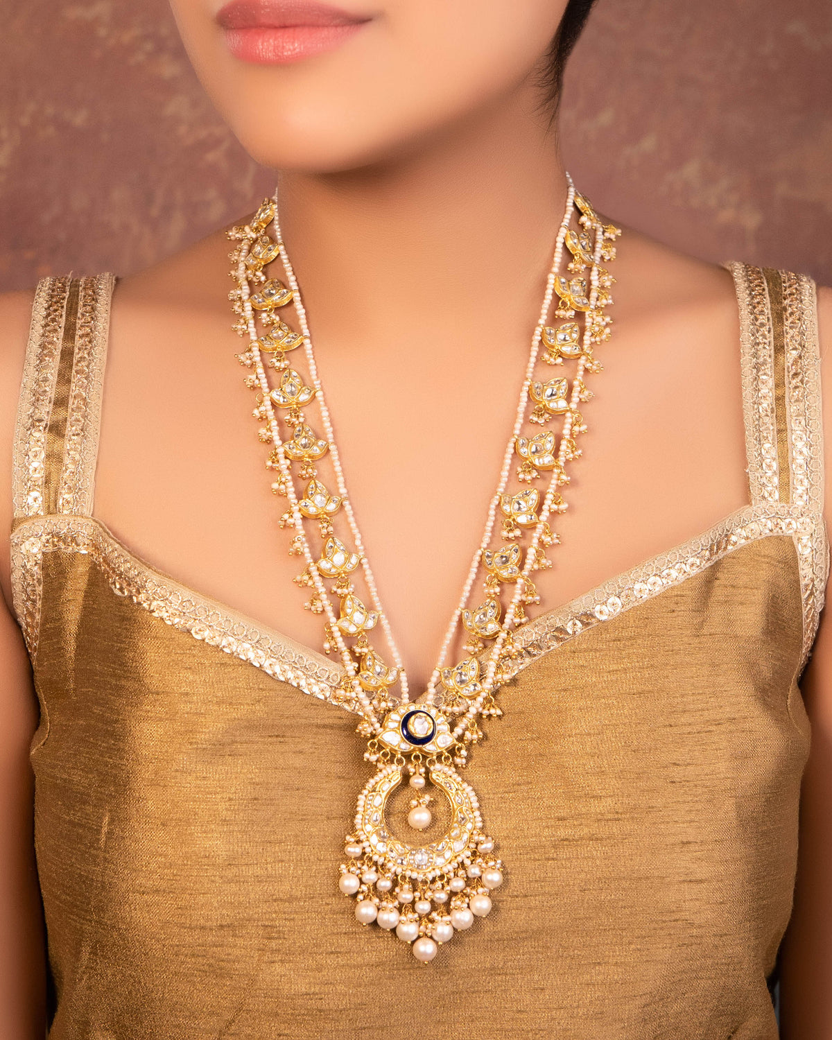 Weronika Long Necklace And Muskan Tops Polki Set