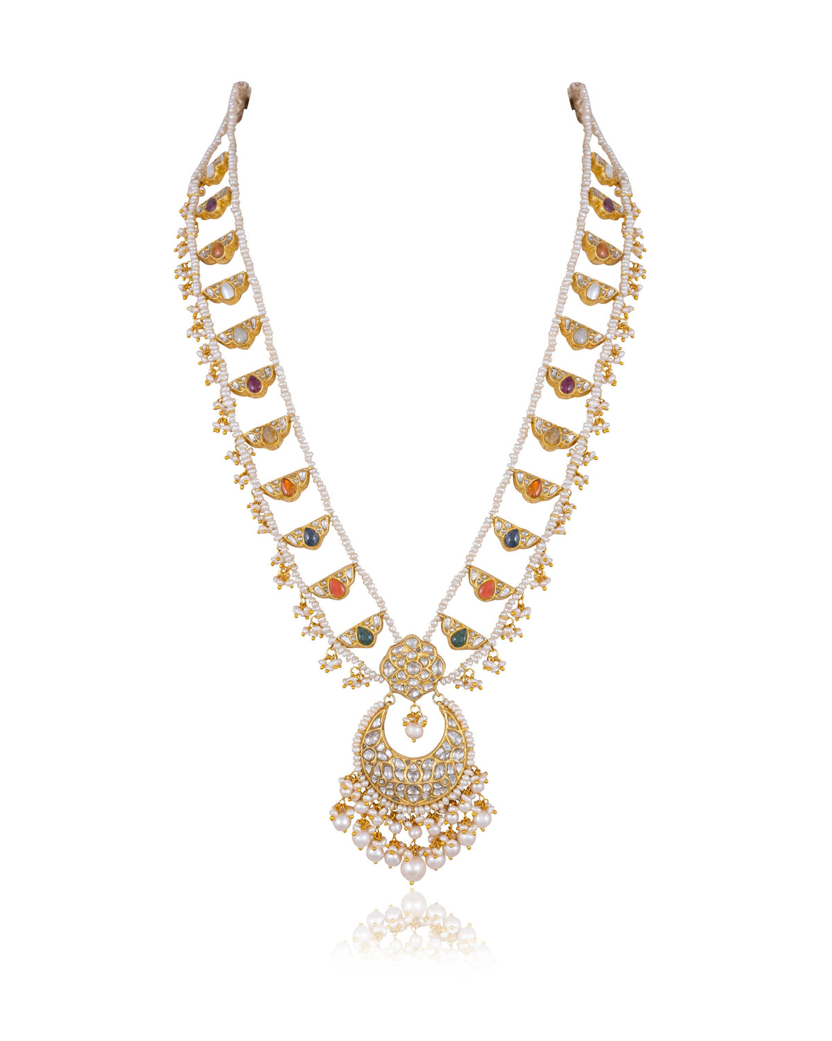Navya Long Necklace And Vani Tops Polki Set