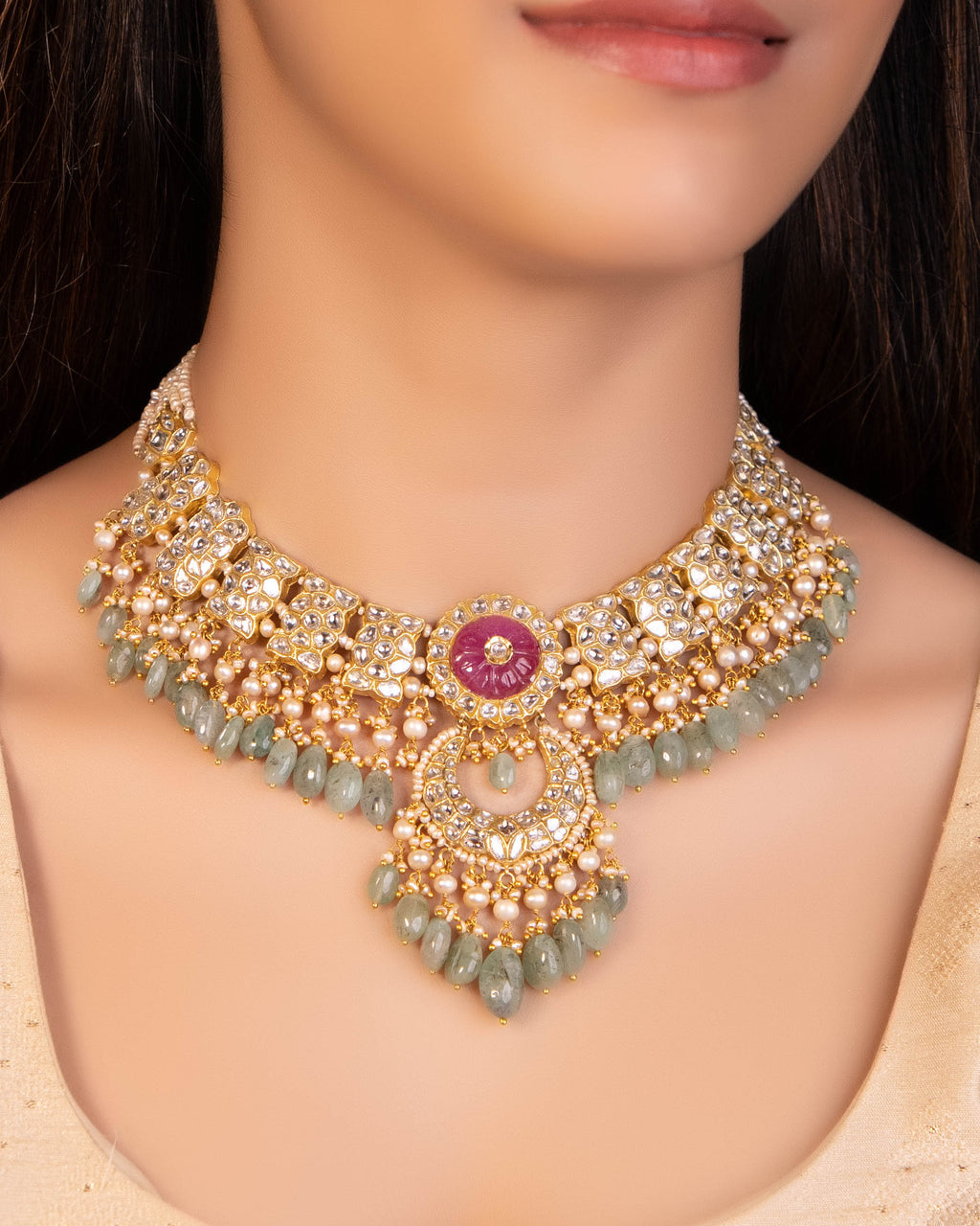 Jyoti Necklace And Amishi Chandbalis Polki Set