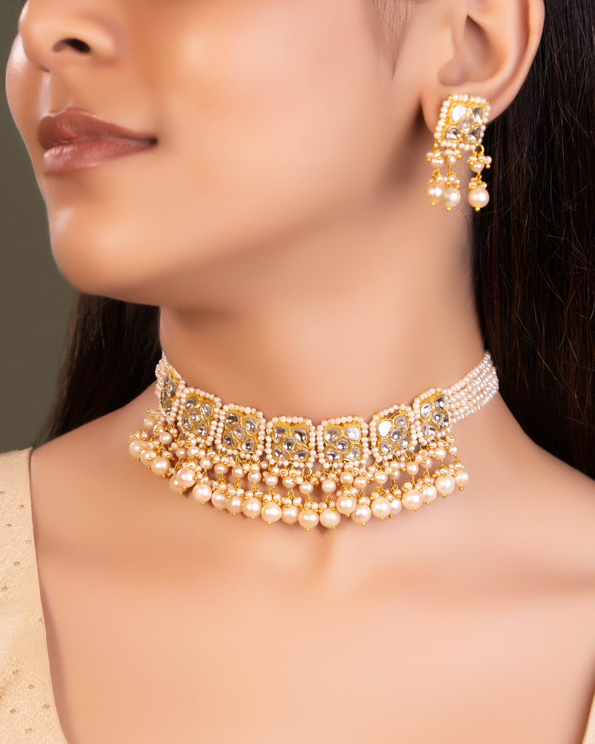 Tanusha Choker And Seema Tops Polki Set