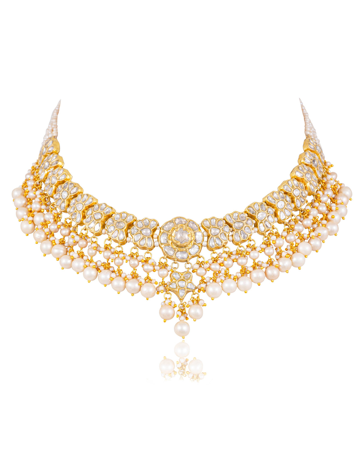 Riyanshi Necklace And Mrinali Tops Polki Set