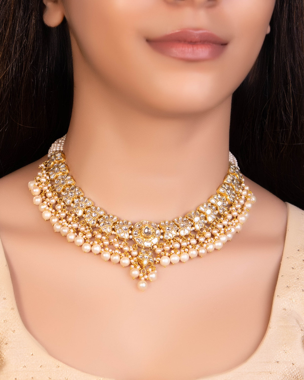 Riyanshi Necklace And Mrinali Tops Polki Set