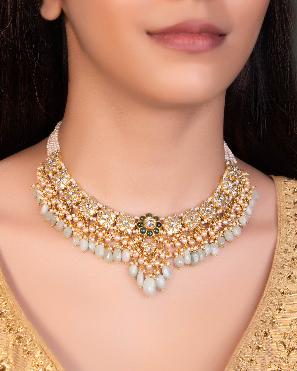 Akrti Necklace And Tabassum Tops Polki Set