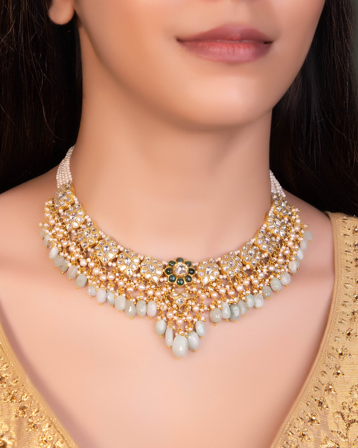 Akrti Necklace And Tabassum Tops Polki Set