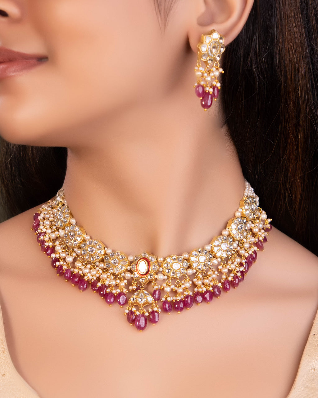 Depali Necklace And Shrestha Tops Polki Set