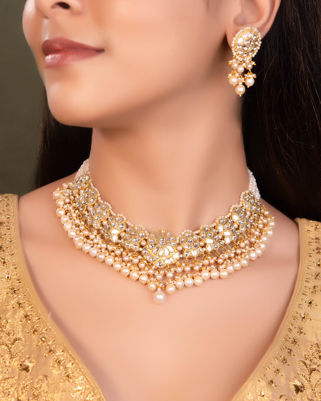 Saira Necklace And Michelle Tops Polki Set