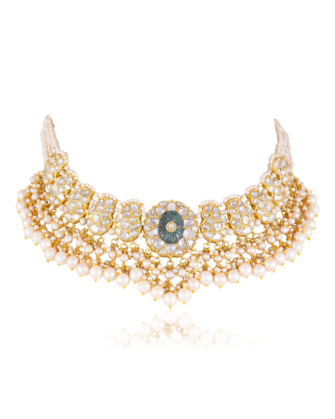 Harshika Necklace And Mokshita Tops Polki Set
