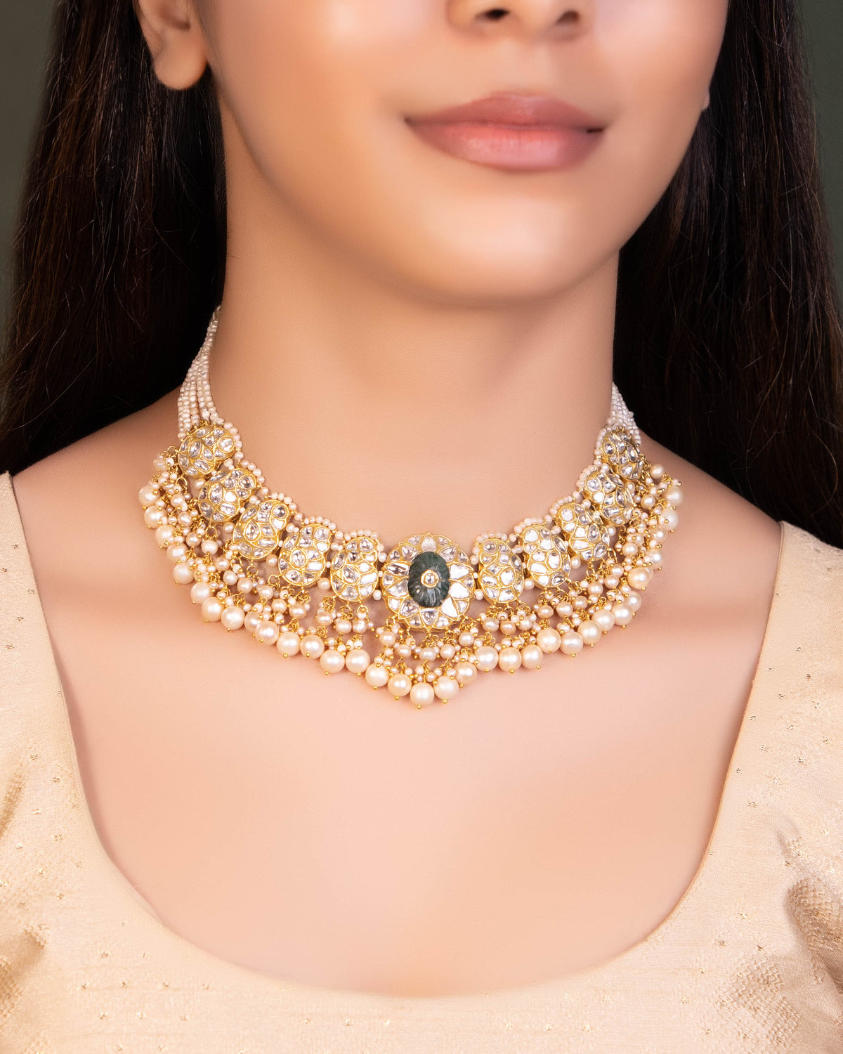 Harshika Necklace And Mokshita Tops Polki Set