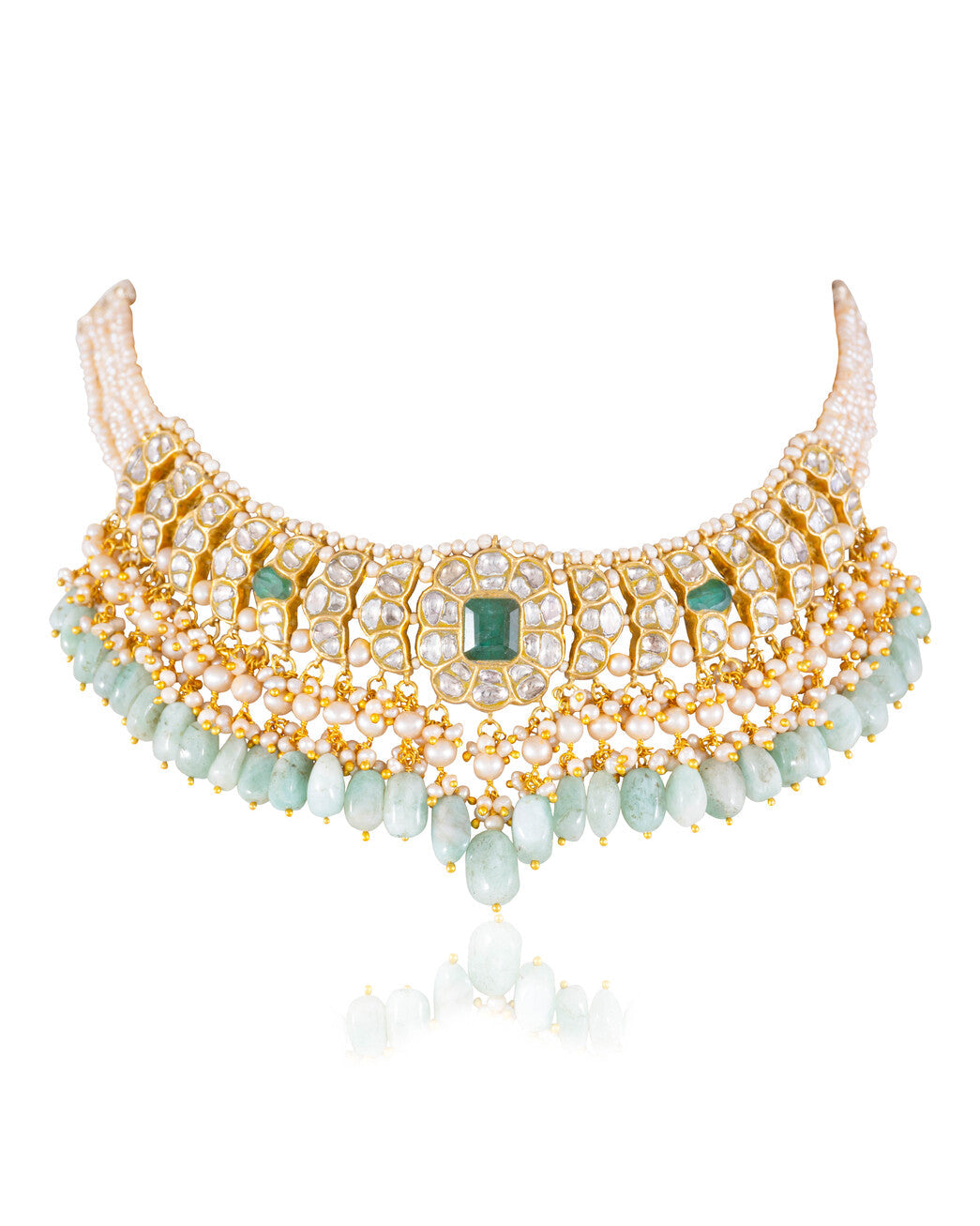 Mehak Necklace And Shruti Tops Polki Set