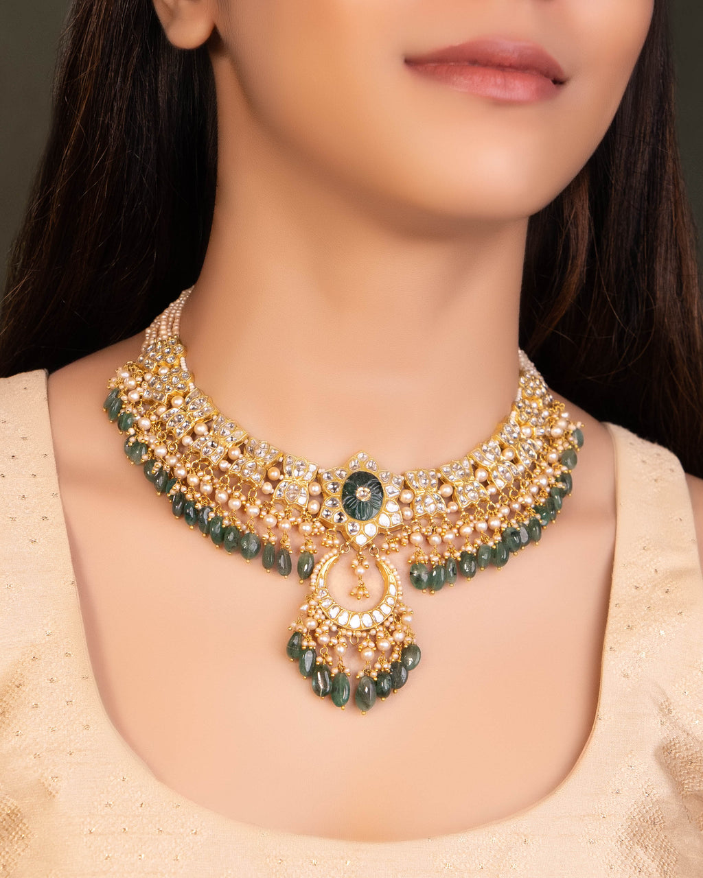 Shukrima Necklace And Tejal Chandbalis Polki Set