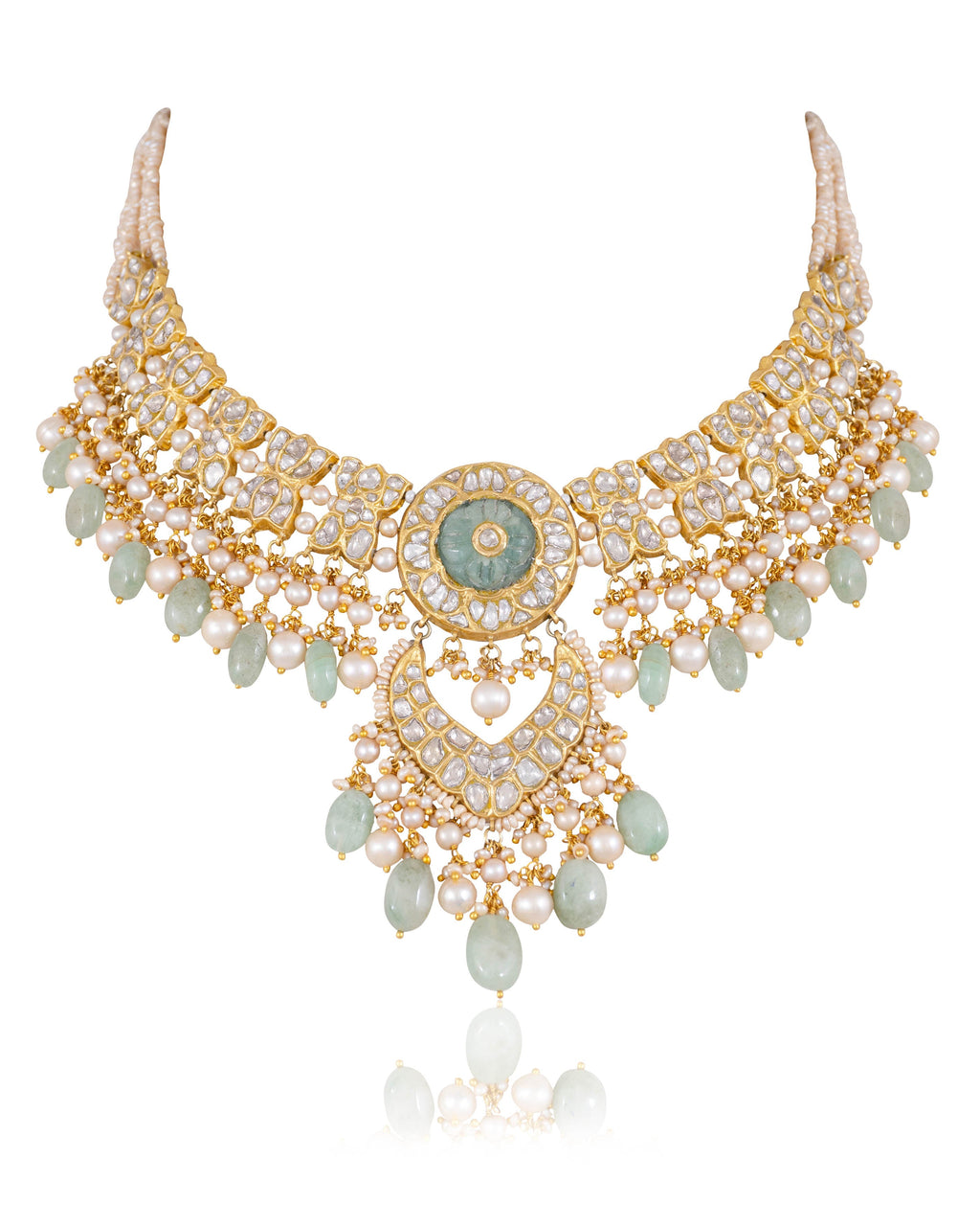Laxshi Necklace And Kashish Chandbalis Polki Set