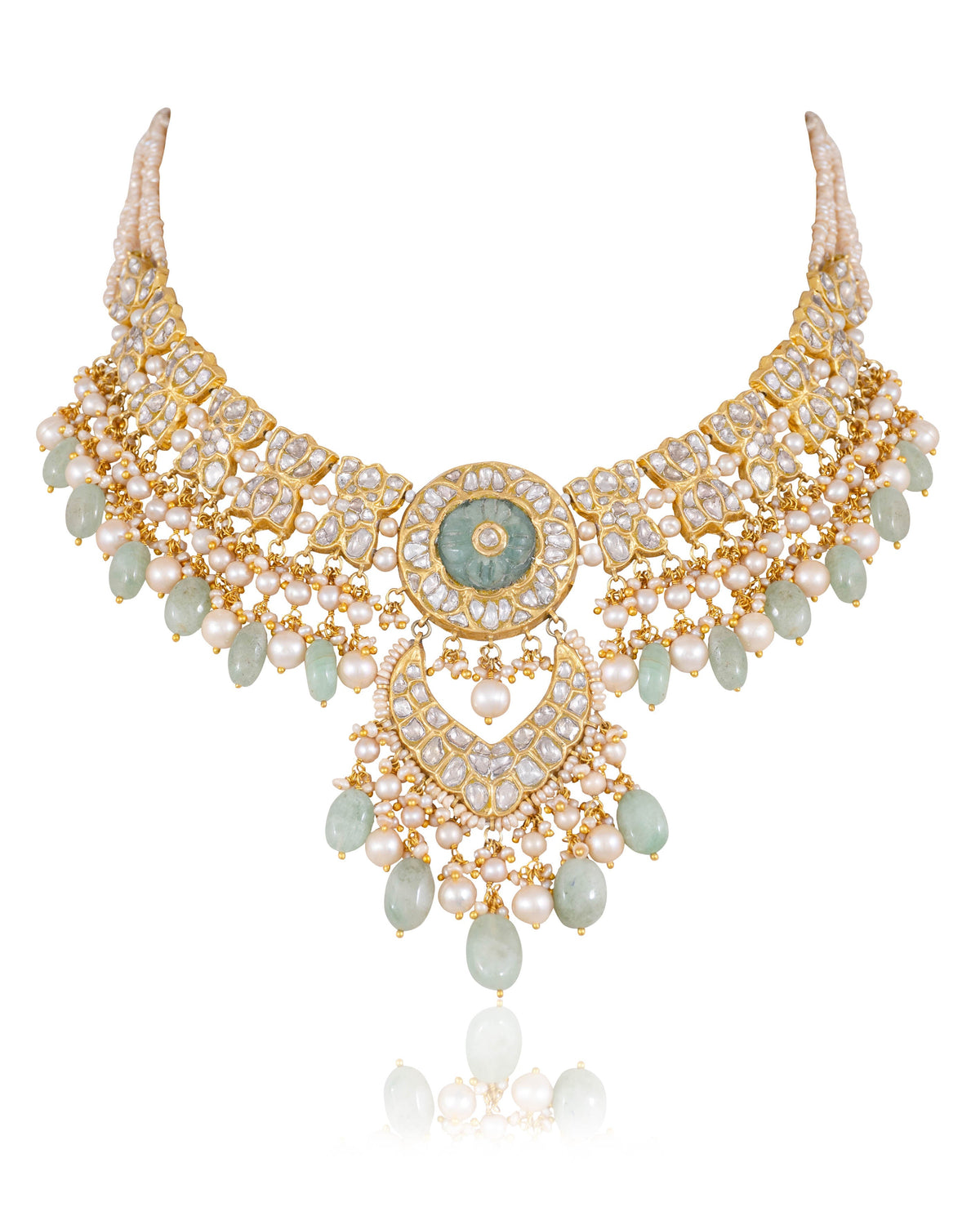 Laxshi Necklace And Kashish Chandbalis Polki Set