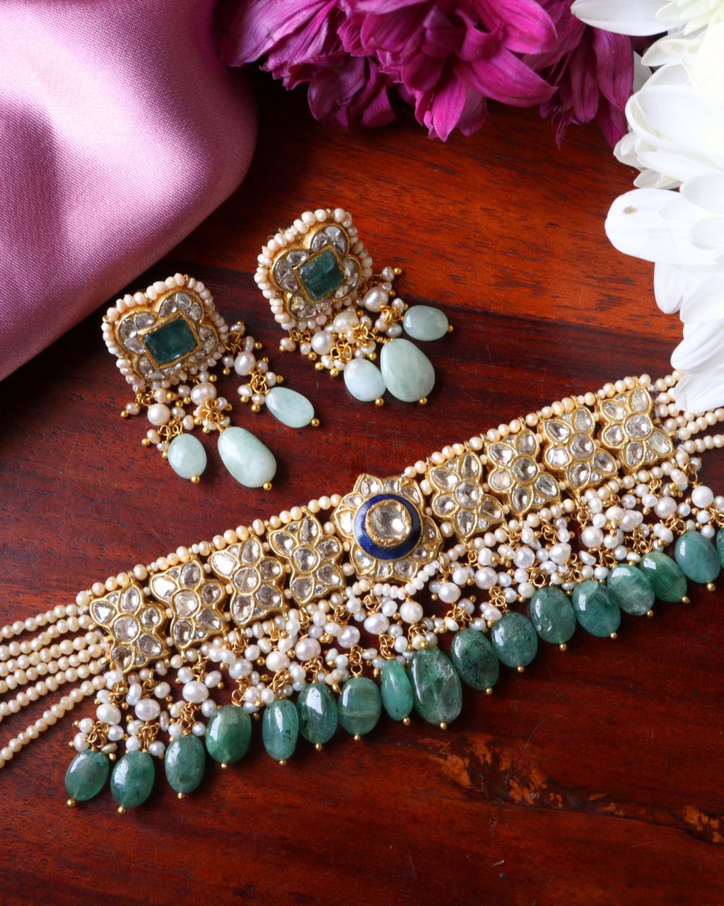 Sara Choker And Shruti Tops Polki Set