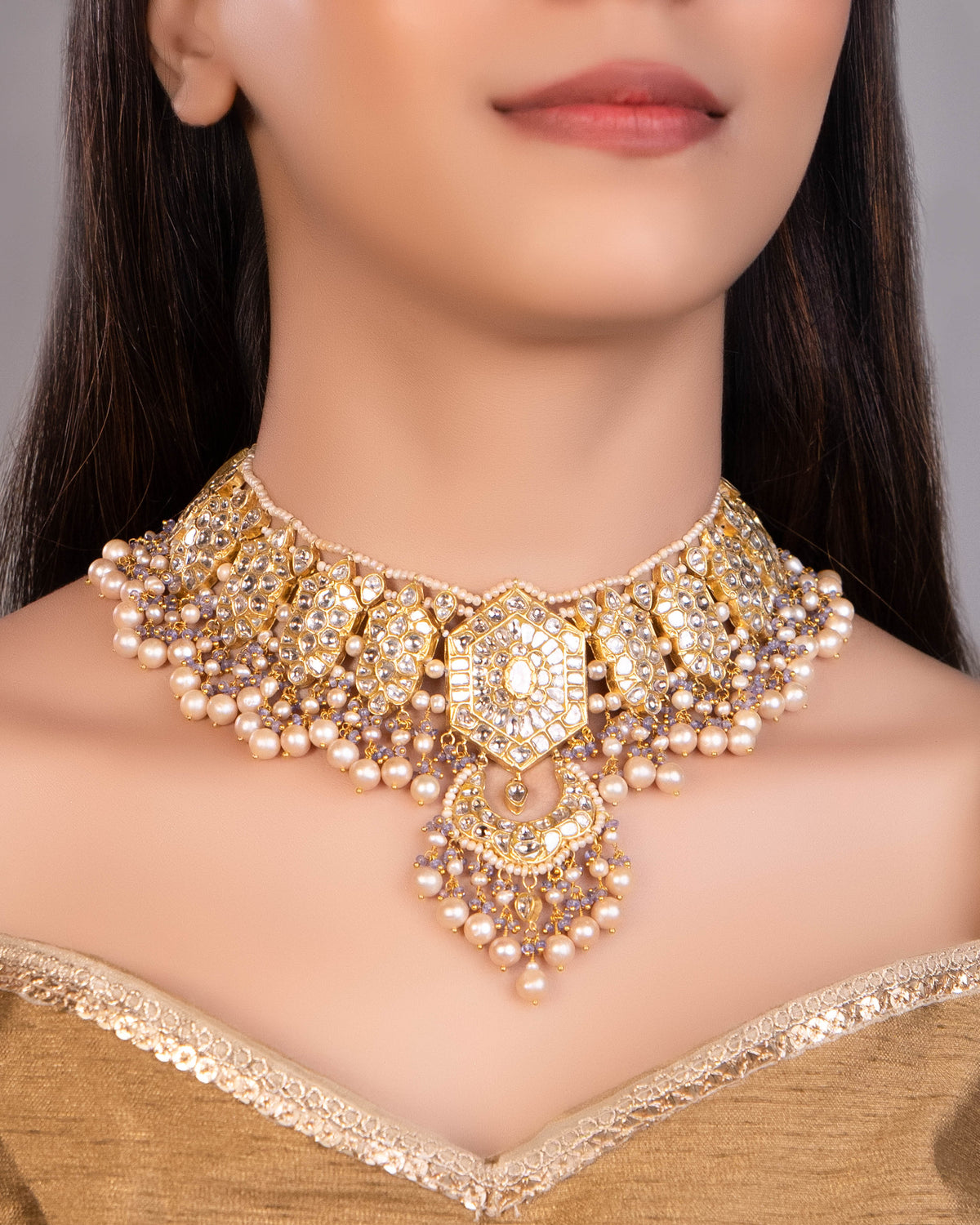 Rani Necklace And Yana Tops Polki Set
