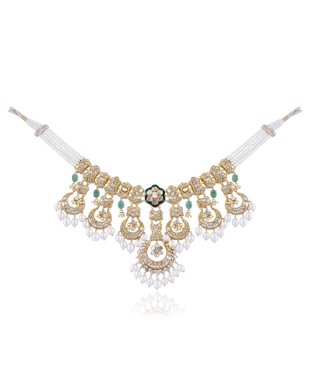 Mrunali Necklace And Aadhira Chandbalis Polki Set