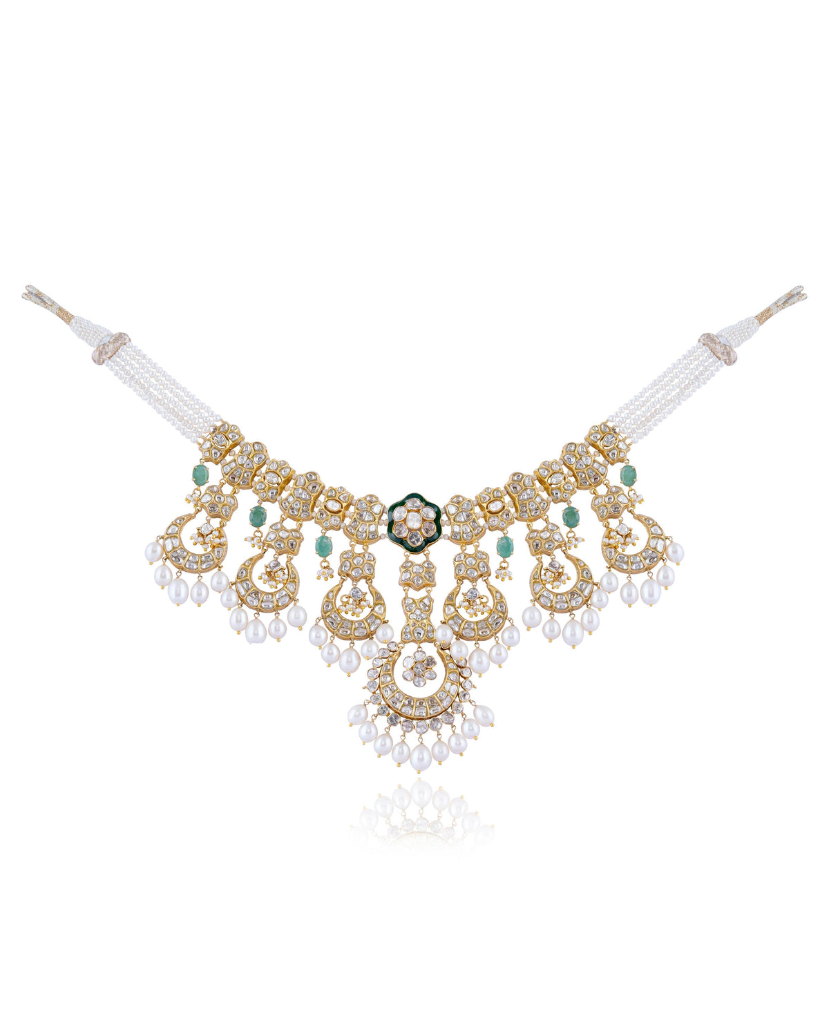 Mrunali Necklace And Aadhira Chandbalis Polki Set