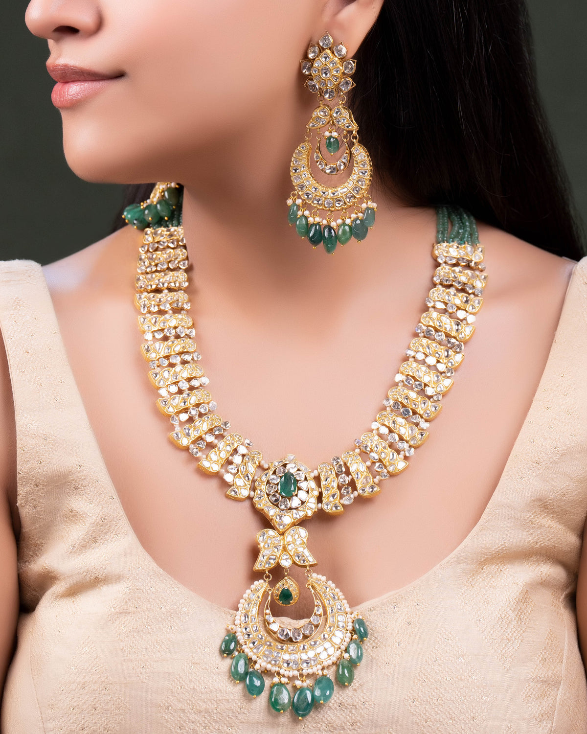 Anushka Polki And Diamond Long Necklace