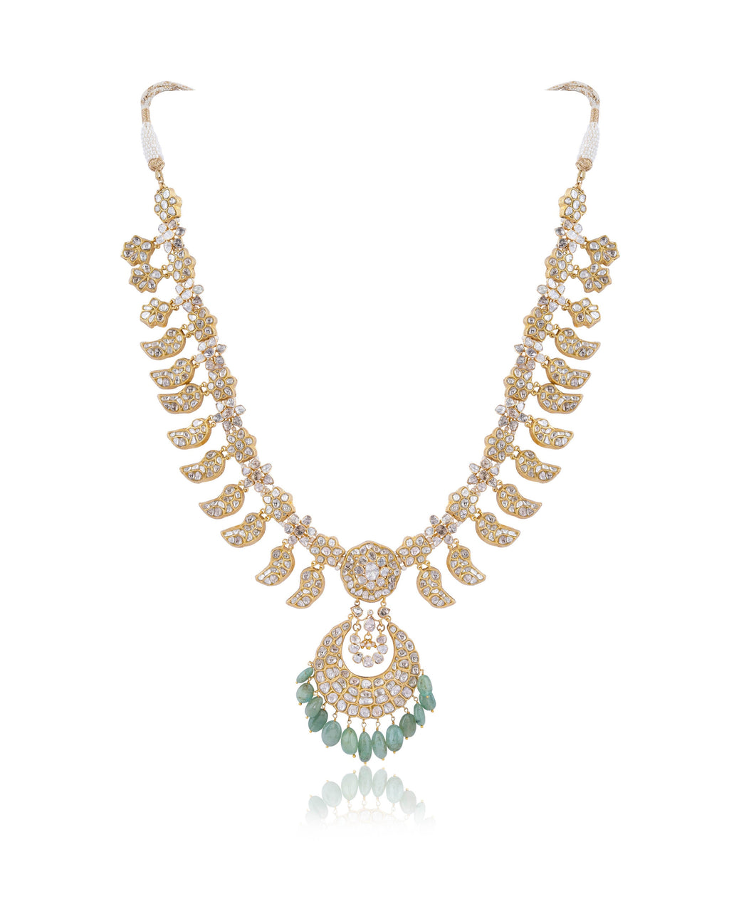 Reyanshi Long Necklace And Kiara Chandbalis Polki Set