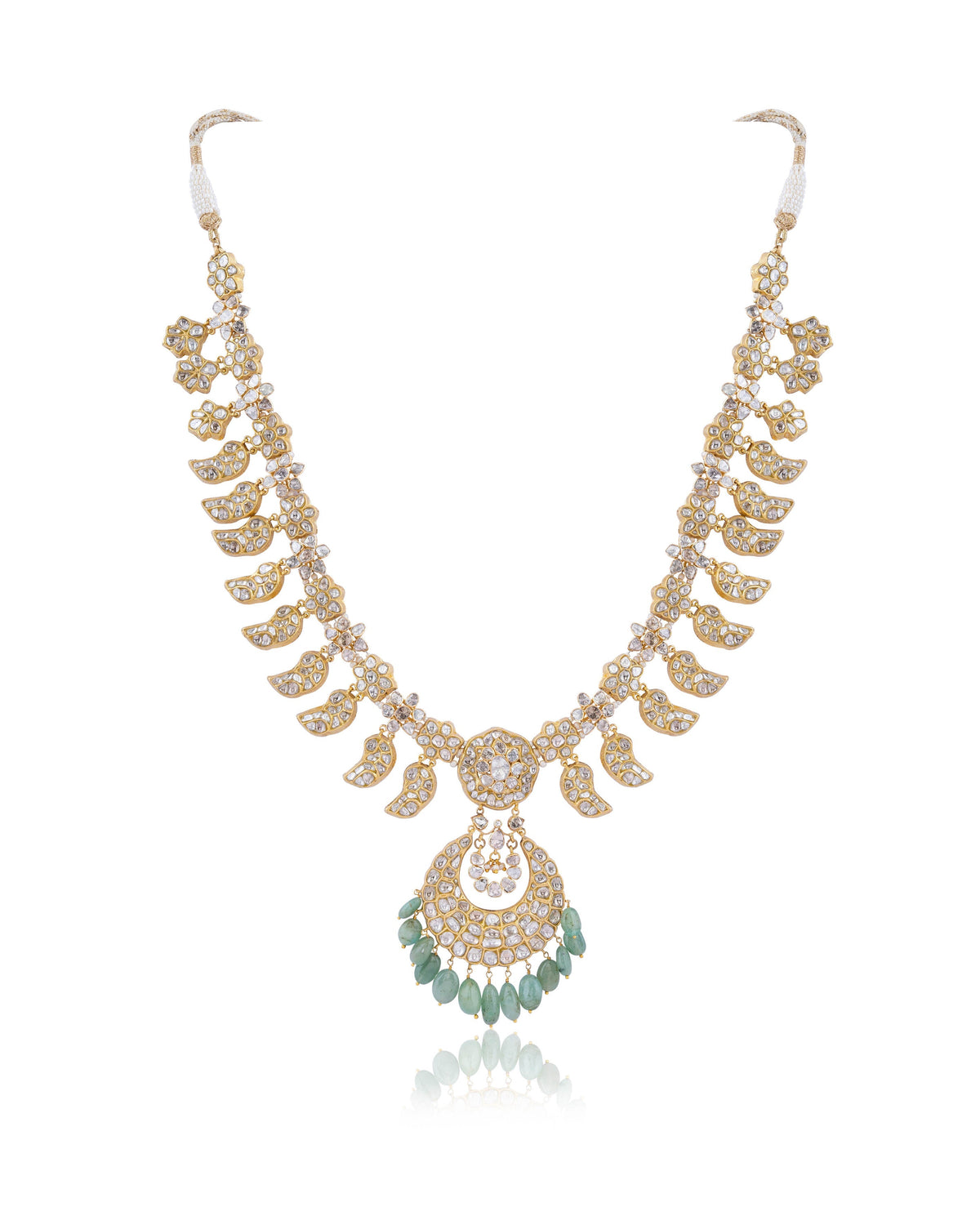 Reyanshi Long Necklace And Kiara Chandbalis Polki Set