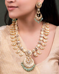 Reyanshi Long Necklace And Kiara Chandbalis Polki Set