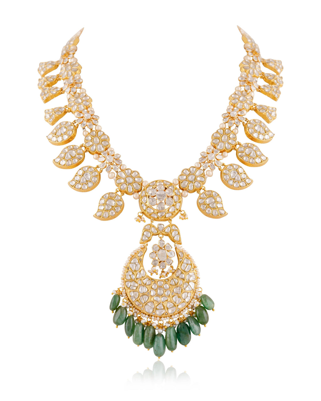 Somna Necklace And Diya Chandbalis Polki Set
