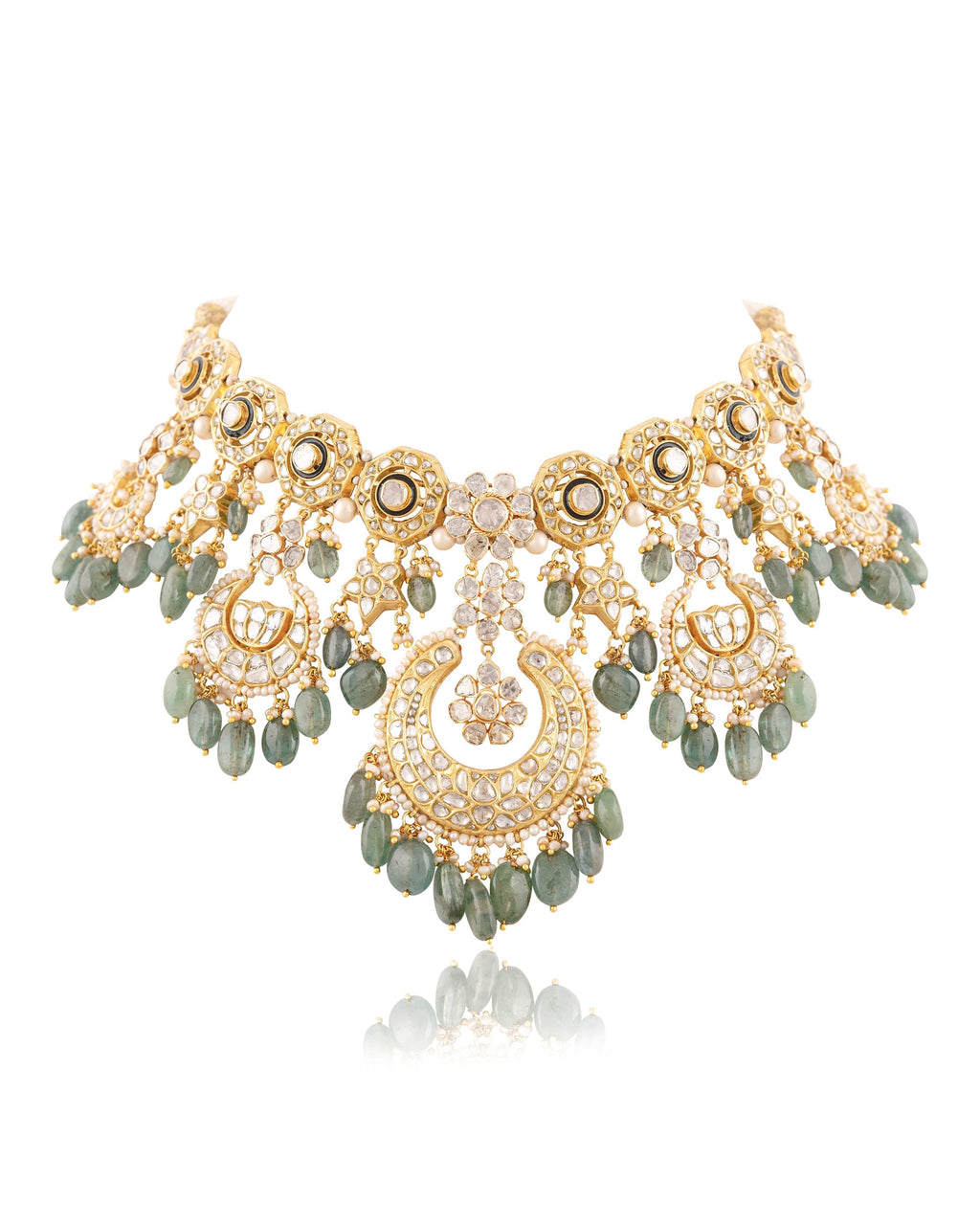 Madhuri Necklace And Aishwarya Chandbalis Polki Set