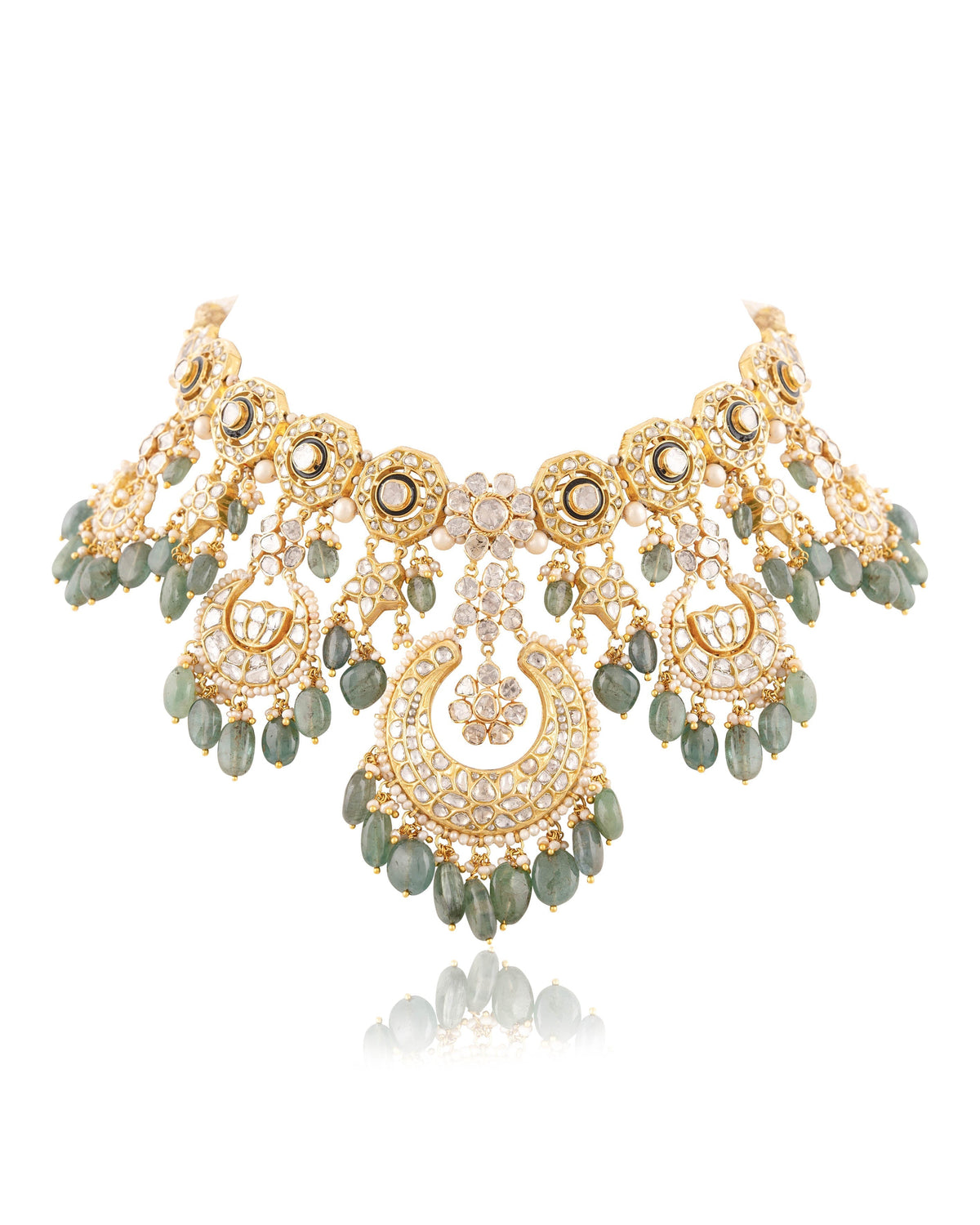 Madhuri Necklace And Aishwarya Chandbalis Polki Set