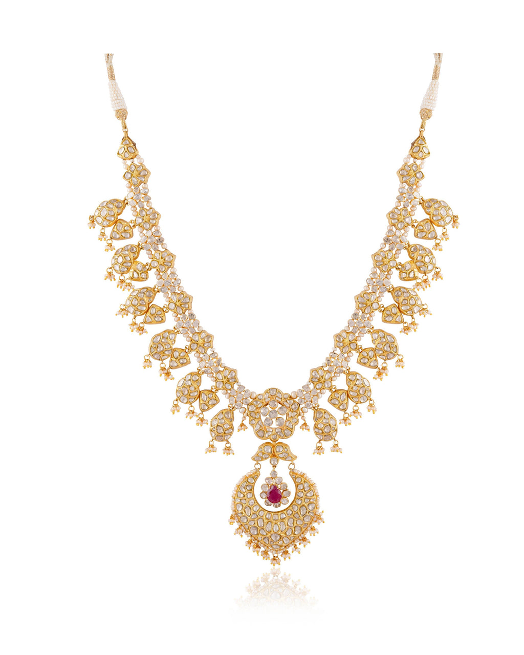 Priya Long Necklace And Vayuna Chandbalis Polki Set