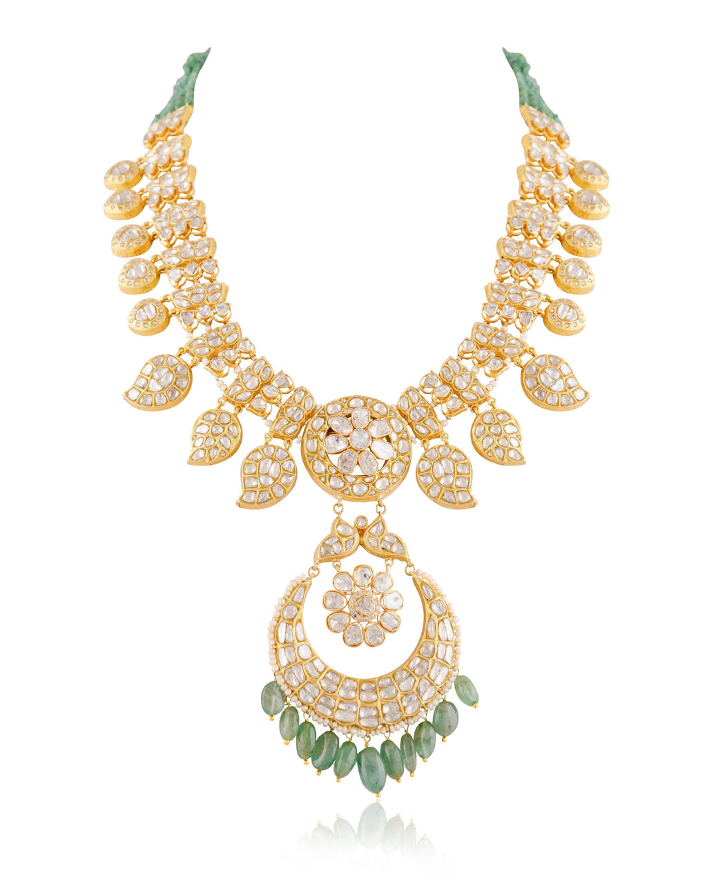 Charvi Long Necklace And Shubhi Chandbalis Polki And Diamond Set